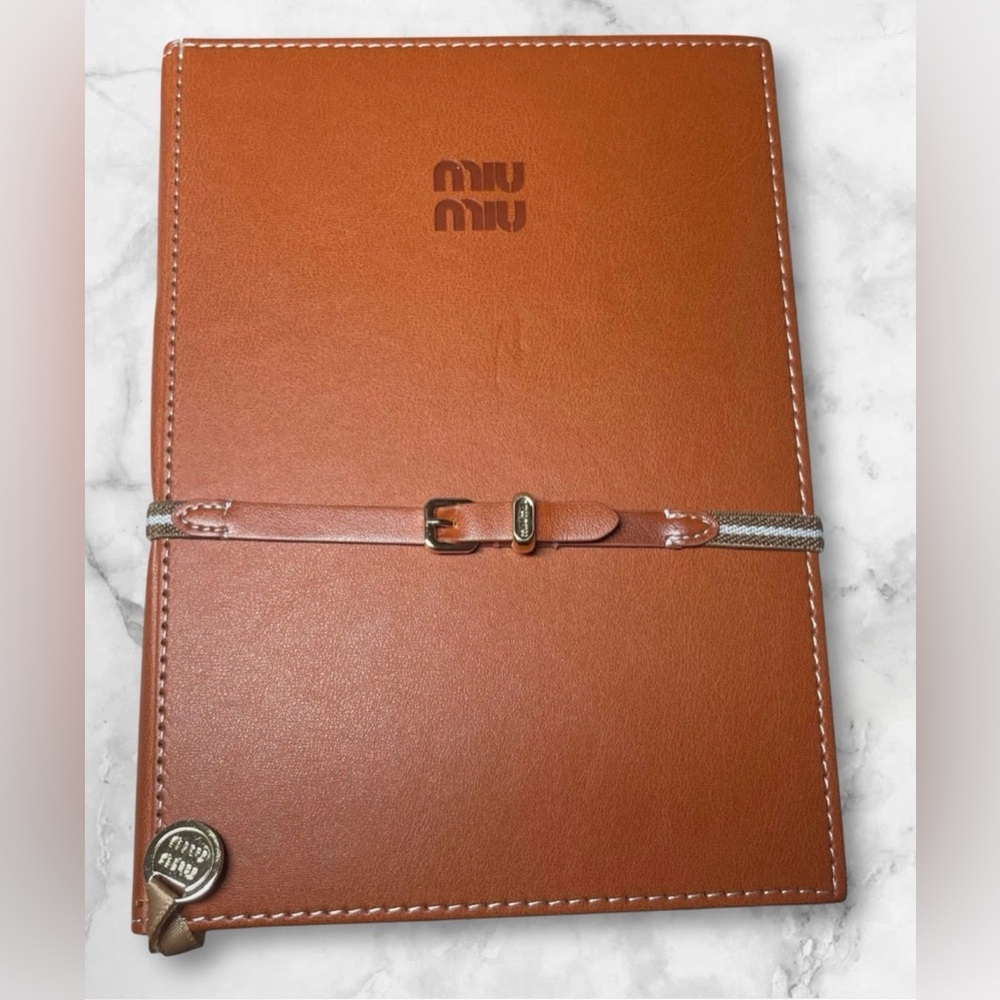 New in Bag Miu Miu Brown GWP Lined Notebook with Miu Miu on Each Page + Belt - Picture 6 of 6
